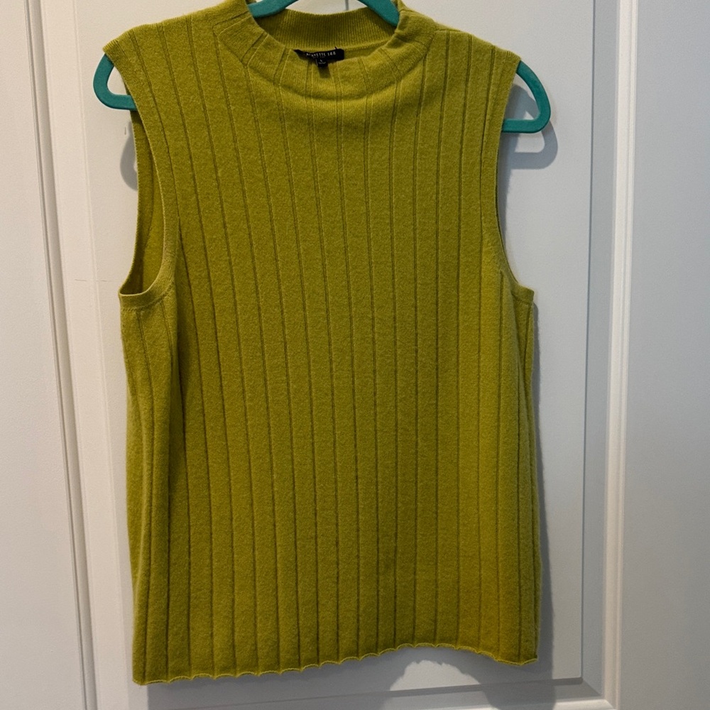 Lafayette 148 New York Sleeveless Ribbed Mock Neck Tank - Chartreuse